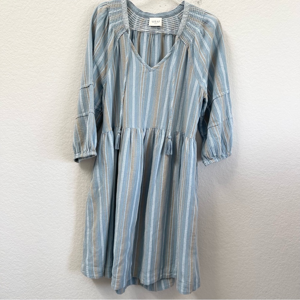 Wrap London Chambray Striped Dress Size US 8 - Picture 2 of 5